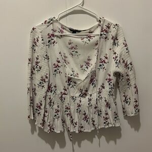 American Eagle White Floral Top